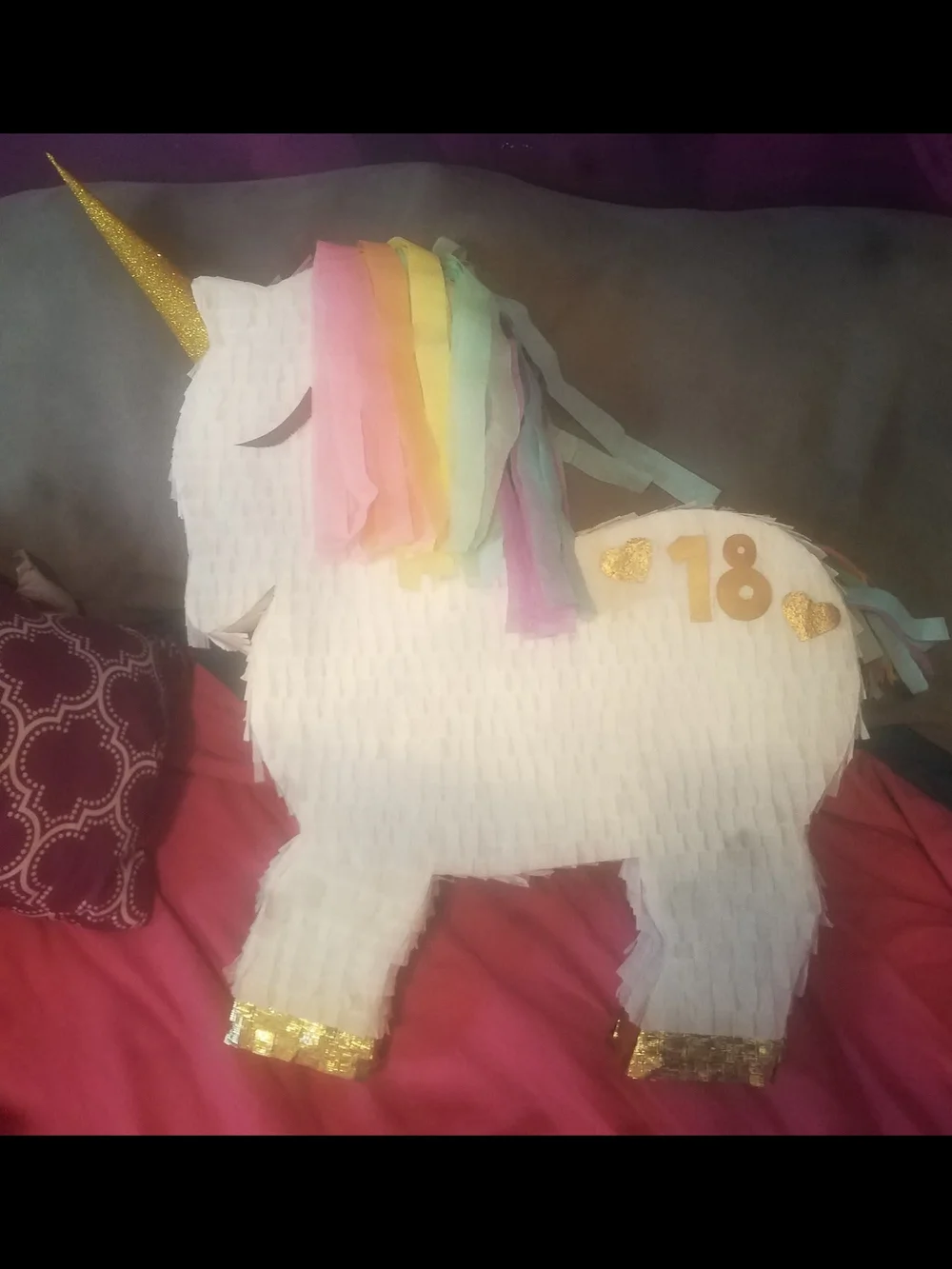 Party Unicorn Piñata with Rainbow Mane - White